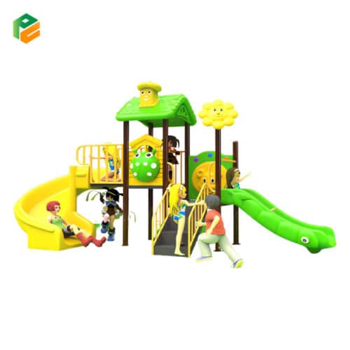 Kids Outdoor Play House with Slide-1